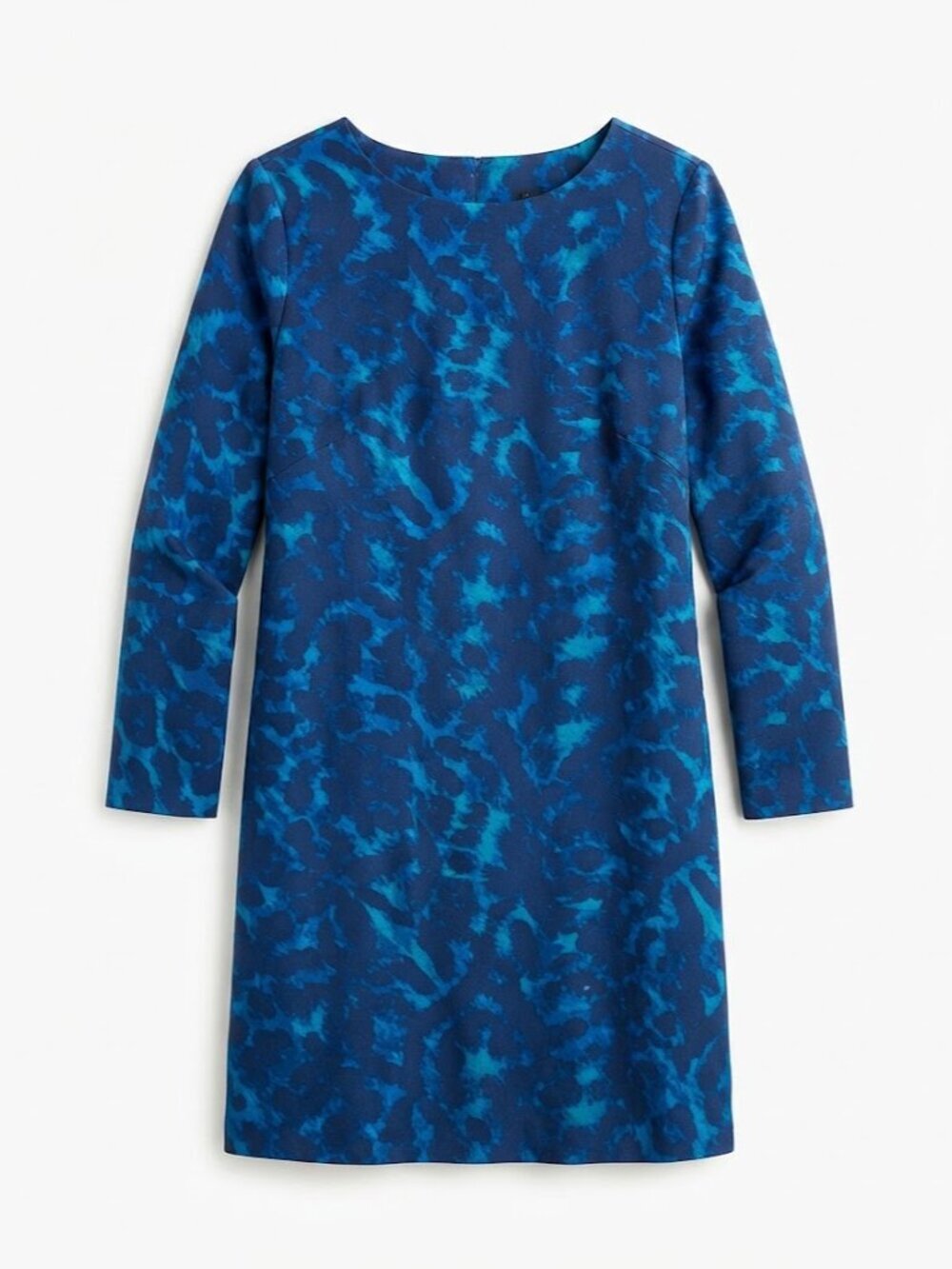 J.Crew Blue & Teal Abstract Print Long Sleeve Shift Dress | Size US 8